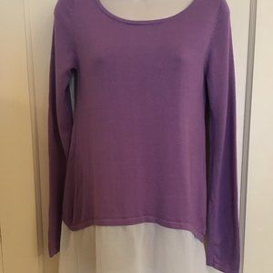 Design History Lavender Shark-bite Sweater with attached Sheer "Skirt" NWT